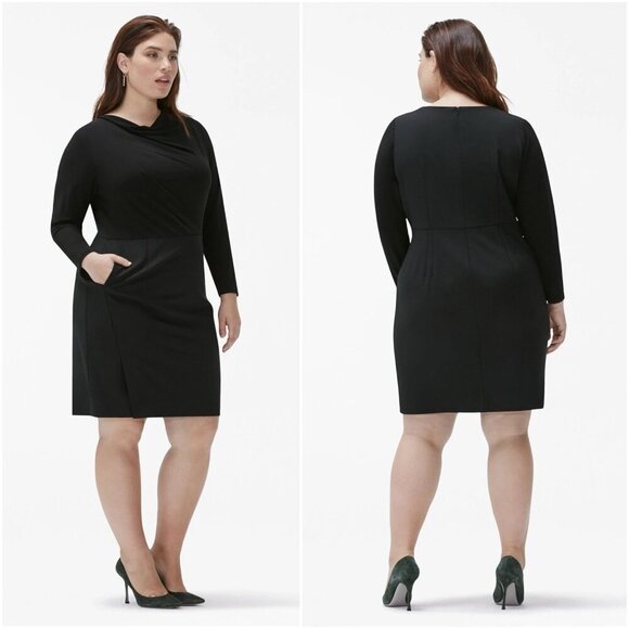 MM LaFleur New York The Akiko Wool Sheath Long Sleeve Dress $295 Black Women's 0 - Picture 2 of 12